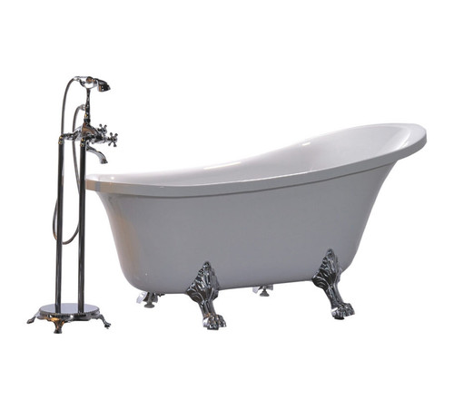 Vanity Art VA6310-L 69" Freestanding Acrylic Soaking Bathtub - White