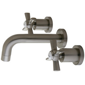 Kingston Brass Two Handle Wall Mount Lavatory Vessel Sink Faucet - Brushed Nickel - KS8128ZX
