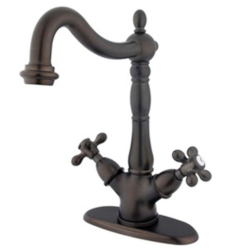 Kingston Brass Two Handle Single Hole Lavatory Faucet with Optional Cover Plate - Oil Rubbed Bronze KS1495AX