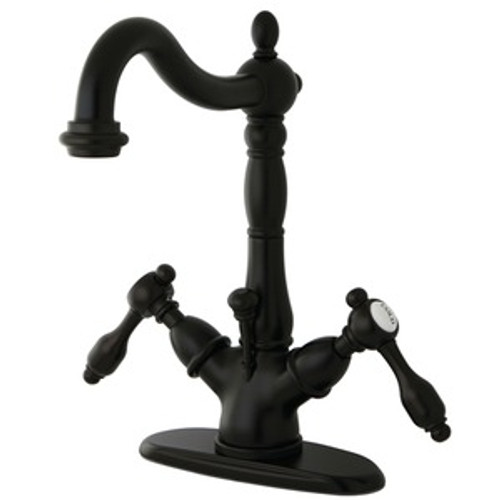 Kingston Brass Two Handle Single Hole Lavatory Faucet With Brass Pop-Up Drain - Oil Rubbed Bronze - KS1435TAL