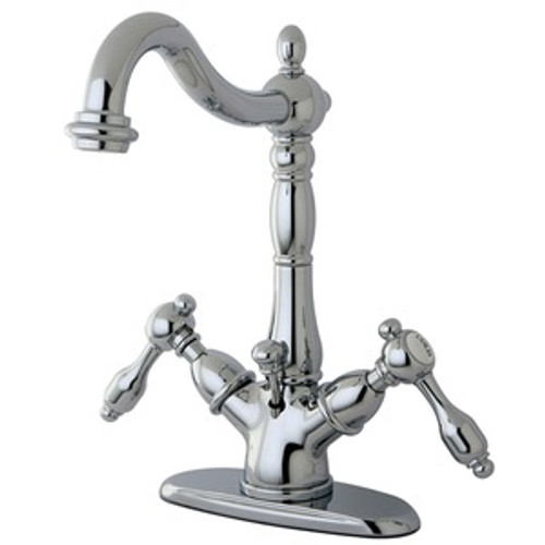 Kingston Brass Two Handle Single Hole Lavatory Faucet With Brass Pop-Up Drain - Polished Chrome - KS1431TAL