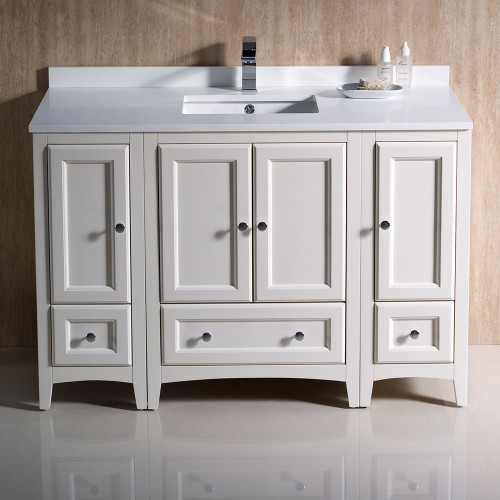 Fresca FCB20-122412AW-CWH-U Oxford 48" Antique White Traditional Bathroom Cabinets w/ Top & Sink
