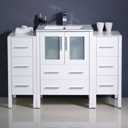 Fresca FCB62-122412WH-I Fresca Torino 48" White Modern Bathroom Cabinets w/ Integrated Sink