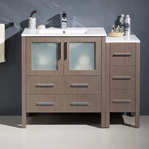 Fresca FCB62-3012GO-I Fresca Torino 42" Gray Oak Modern Bathroom Cabinets w/ Integrated Sink