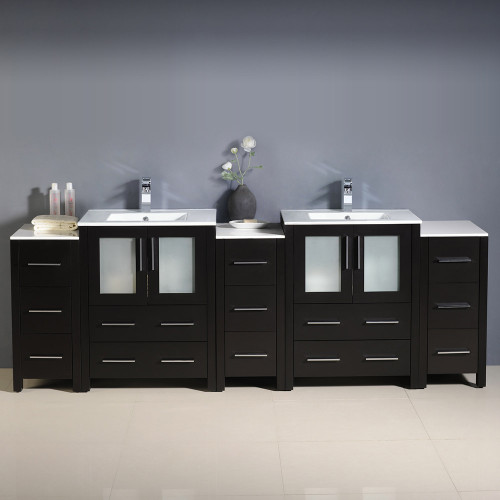 Fresca FCB62-72ES-I Fresca Torino 84" Espresso Modern Double Sink Bathroom Cabinets w/ Integrated Sinks