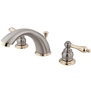 Kingston Brass Two Handle 8" to 16" Widespread Lavatory Faucet with Pop-Up Drain Drain - Brushed Nickel/Polished Brass - KB979AL