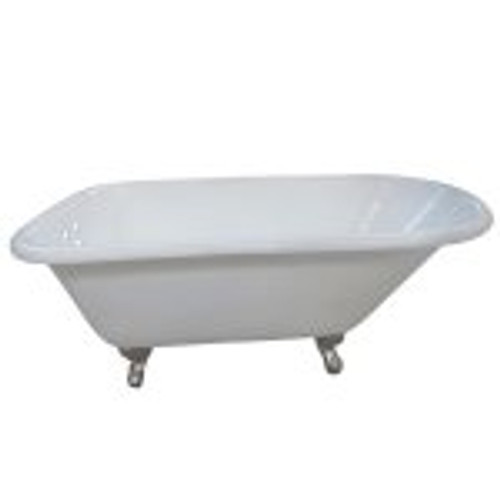 Kingston Brass VCT3D543019NT8 54" Cast Iron Roll Top Clawfoot Tub With 3-3/8" Tub Wall Drillings - Painted White/Satin Nickel Feet