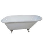 Kingston Brass VCT3D543019NT8 54" Cast Iron Roll Top Clawfoot Tub With 3-3/8" Tub Wall Drillings - Painted White/Brushed Nickel Feet