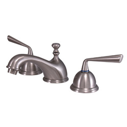 Kingston Brass Two Handle 8" to 16" Widespread Lavatory Faucet with Brass Pop-Up Drain - Satin Nickel KS3968ZL