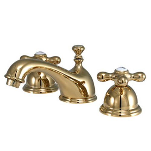 Kingston Brass Two Handle 8" to 16" Widespread Lavatory Faucet with Brass Pop-Up Drain - Polished Brass KS3962AX