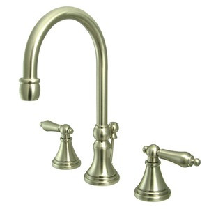 Kingston Brass Two Handle 8" to 16" Widespread Lavatory Faucet with Brass Pop-Up Drain - Brushed Nickel KS2988AL