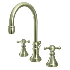 Kingston Brass Two Handle 8" to 16" Widespread Lavatory Faucet with Brass Pop-Up Drain - Brushed Nickel KS2988KX