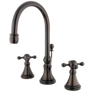 Kingston Brass Two Handle 8" to 16" Widespread Lavatory Faucet with Brass Pop-Up Drain - Oil Rubbed Bronze KS2985KX