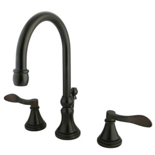 Kingston Brass Two Handle 8" to 16" Widespread Lavatory Faucet with Brass Pop-Up Drain - Oil Rubbed Bronze KS2985DFL