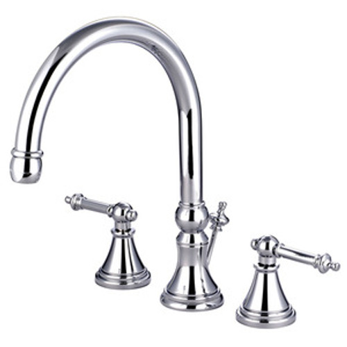 Kingston Brass Two Handle 8" to 16" Widespread Lavatory Faucet with Brass Pop-Up Drain - Polished Chrome KS2981TL