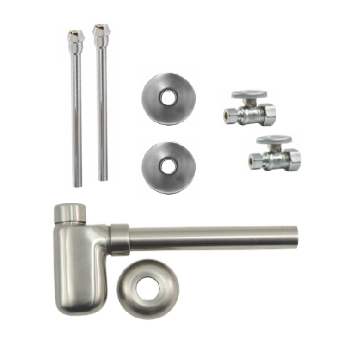 Mountain Plumbing MT4420-NL-BRN Complete Lavatory Supply With Decorative Bottle Trap Kit - Straight - Brushed Nickel