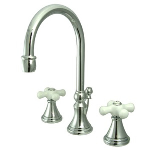 Kingston Brass Two Handle 8" to 16" Widespread Lavatory Faucet with Brass Pop-Up Drain - Polished Chrome KS2981PX