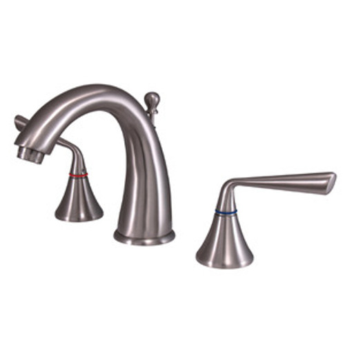 Kingston Brass Two Handle 8" to 16" Widespread Lavatory Faucet with Brass Pop-Up Drain - Satin Nickel KS2978ZL