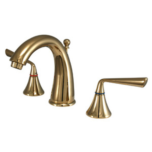 Kingston Brass Two Handle 8" to 16" Widespread Lavatory Faucet with Brass Pop-Up Drain - Polished Brass KS2972ZL