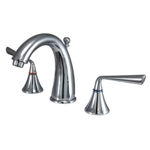 Kingston Brass Two Handle 8" to 16" Widespread Lavatory Faucet with Brass Pop-Up Drain - Polished Chrome KS2971ZL