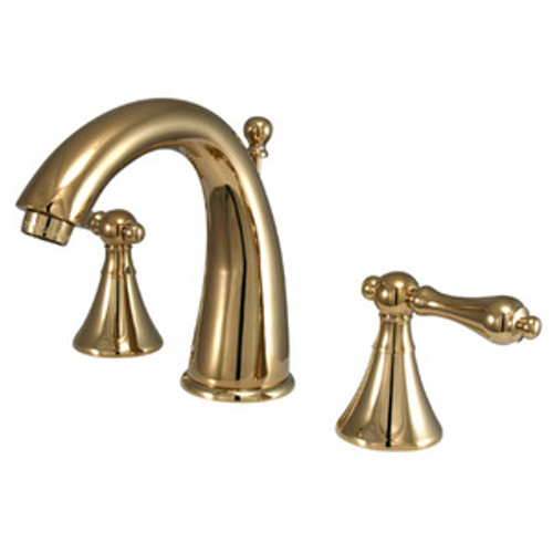 Kingston Brass Two Handle 8" to 16" Widespread Lavatory Faucet with Brass Pop-Up Drain - Polished Brass KS2972AL