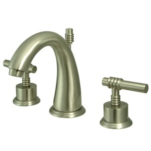 Kingston Brass Two Handle 8" to 16" Widespread Lavatory Faucet with Brass Pop-Up Drain - Satin Nickel KS2968ML