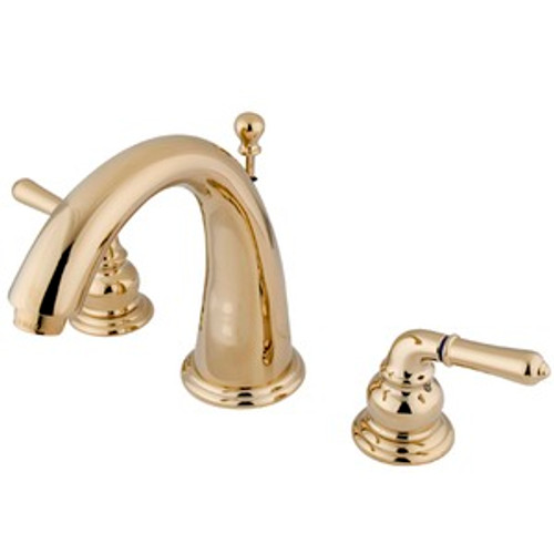 Kingston Brass Two Handle 8" to 16" Widespread Lavatory Faucet with Brass Pop-Up Drain - Polished Brass KS2962