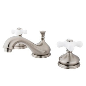 Kingston Brass Two Handle 8" to 16" Widespread Lavatory Faucet with Brass Pop-Up Drain - Brushed Nickel KS1168PX