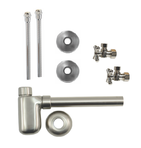 Mountain Plumbing Lavatory Supply Kit with Decorative Trap - Angle - Mini Cross Handle - 1/2" Compression (5/8" O.D.) 3/8" - Oil Rubbed Bronze - MT7002-NL/ORB