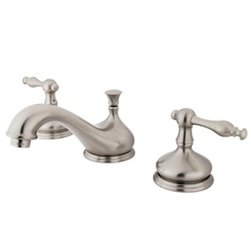 Kingston Brass Two Handle 8" to 16" Widespread Lavatory Faucet with Brass Pop-Up Drain - Satin Nickel KS1168NL