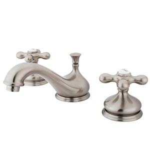 Kingston Brass Two Handle 8" to 16" Widespread Lavatory Faucet with Brass Pop-Up Drain - Brushed Nickel KS1168AX
