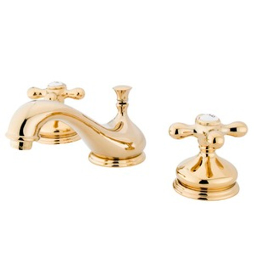 Kingston Brass Two Handle 8" to 16" Widespread Lavatory Faucet with Brass Pop-Up Drain - Polished Brass KS1162AX