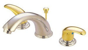 Kingston Brass Two Handle 8" to 16" Widespread Lavatory Faucet with Brass Pop-Up Drain - Brushed Nickel/Polished Brass KB6969LL