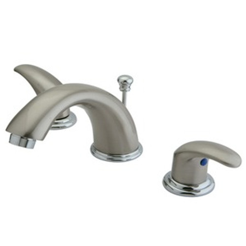 Kingston Brass Two Handle 8" to 16" Widespread Lavatory Faucet with Brass Pop-Up Drain - Satin Nickel/Polished Chrome - KB6967LL