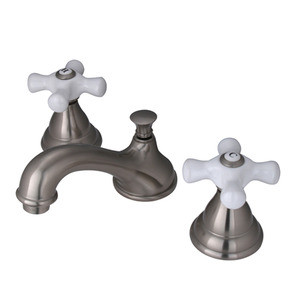 Kingston Brass Two Handle 8" to 16" Widespread Lavatory Faucet with Brass Pop-Up Drain - Brushed Nickel KS5568PX