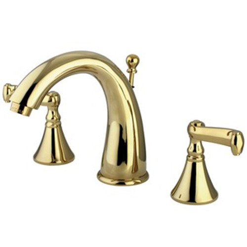 Kingston Brass Two Handle 8" to 16" Widespread Lavatory Faucet with Brass Pop-Up Drain - Polished Brass KS5972FL