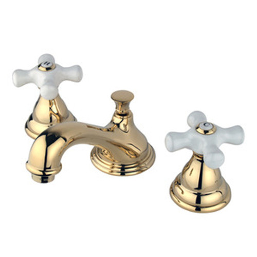 Kingston Brass Two Handle 8" to 16" Widespread Lavatory Faucet with Brass Pop-Up Drain - Polished Brass KS5562PX