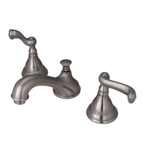 Kingston Brass Two Handle 8" to 16" Widespread Lavatory Faucet with Brass Pop-Up Drain - Satin Nickel KS5568FL