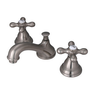 Kingston Brass Two Handle 8" to 16" Widespread Lavatory Faucet with Brass Pop-Up Drain - Brushed Nickel KS5568AX