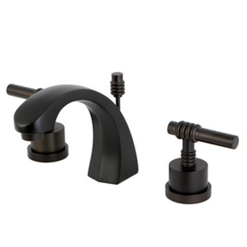 Kingston Brass Two Handle 8" to 16" Widespread Lavatory Faucet with Brass Pop-Up Drain - Oil Rubbed Bronze KS4985ML