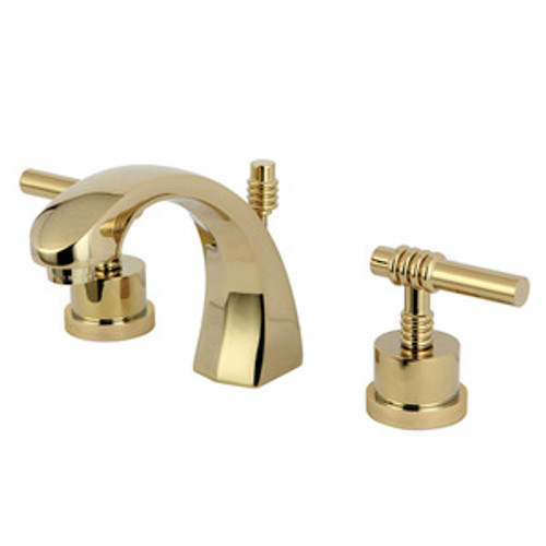 Kingston Brass Two Handle 8" to 16" Widespread Lavatory Faucet with Brass Pop-Up Drain - Polished Brass KS4982ML