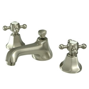 Kingston Brass Two Handle 8" to 16" Widespread Lavatory Faucet with Brass Pop-Up Drain - Brushed Nickel KS4468BX