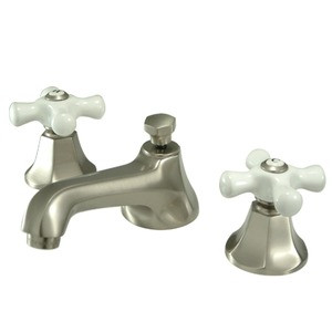 Kingston Brass Two Handle 8" to 16" Widespread Lavatory Faucet with Brass Pop-Up Drain - Satin Nickel KS4468PX
