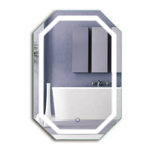 LED Octagon 20 Inch X 30 Inch Bathroom Lighted Mirror with Defogger & Dimmer - Tudor by Krugg - Tudor2030