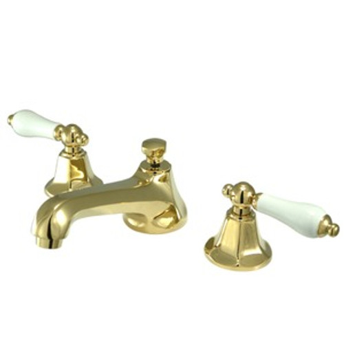 Kingston Brass Two Handle 8" to 16" Widespread Lavatory Faucet with Brass Pop-Up Drain - Polished Brass KS4462PL