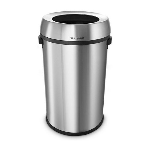 Alpine  ALP470-65L Stainless Steel Open Top Trash Can, 17 Gallons