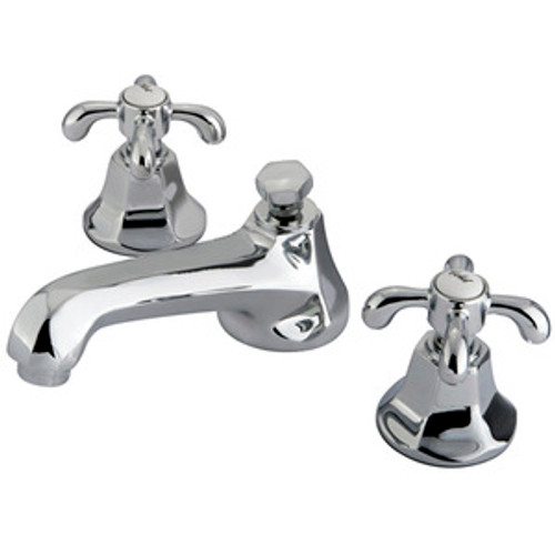 Kingston Brass Two Handle 8" to 16" Widespread Lavatory Faucet with Brass Pop-Up Drain - Polished Chrome KS4461TX