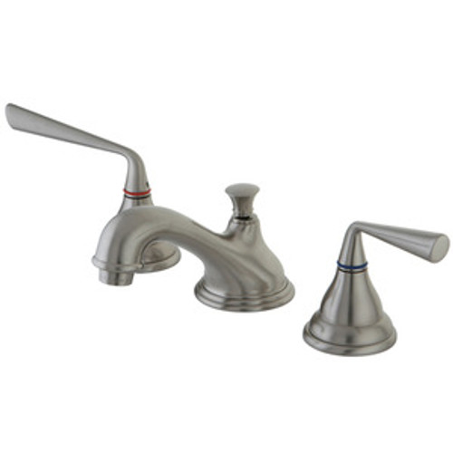 Kingston Brass Two Handle 8" to 16" Widespread Lavatory Faucet with Brass Pop-Up Drain - Satin Nickel KS5568ZL