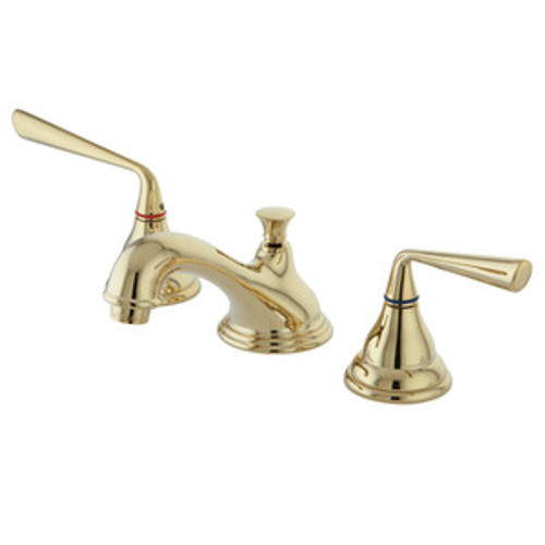 Kingston Brass Two Handle 8" to 16" Widespread Lavatory Faucet with Brass Pop-Up Drain - Polished Brass KS5562ZL