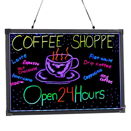 Alpine  ALP495-03 LED Illuminated Hanging Message Writing Board 20 x 28